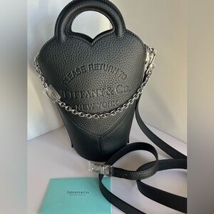 Tiffany & Co. Bucket Bag Heart Purse In Black Leather